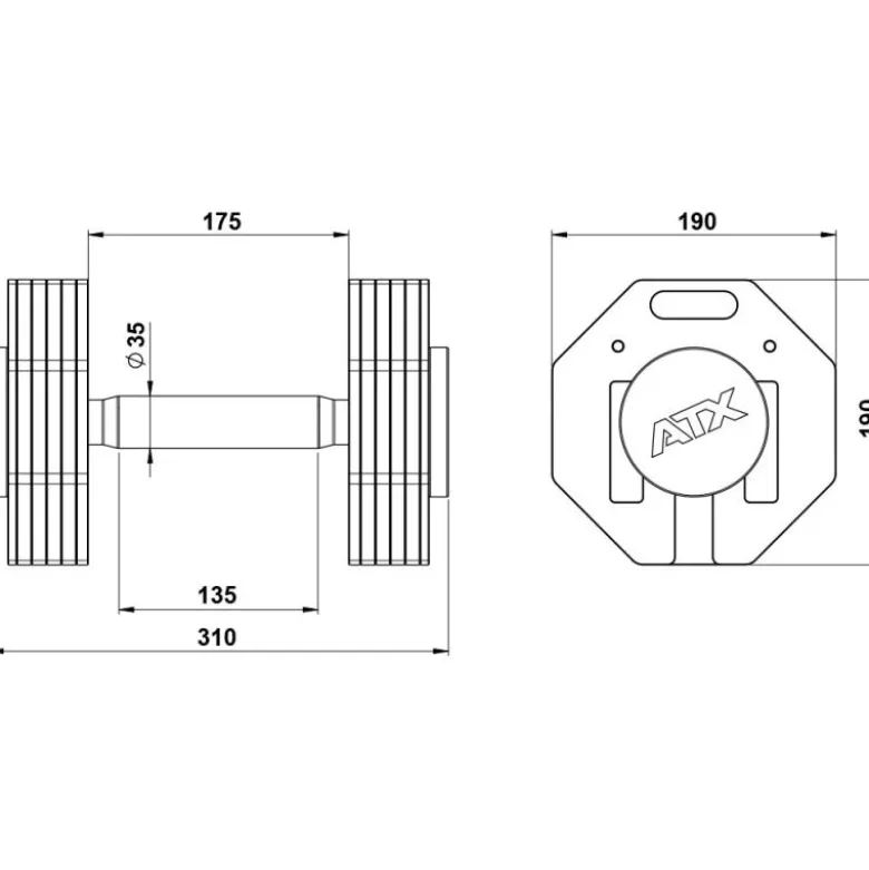 ATX Octa Dumbbells 2 x 24 kg