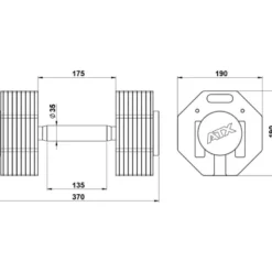 ATX Octa Dumbbells 2 x 36 kg