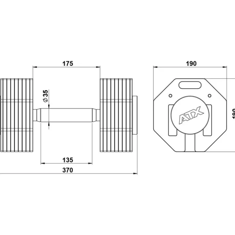 ATX Octa Dumbbells 2 x 36 kg
