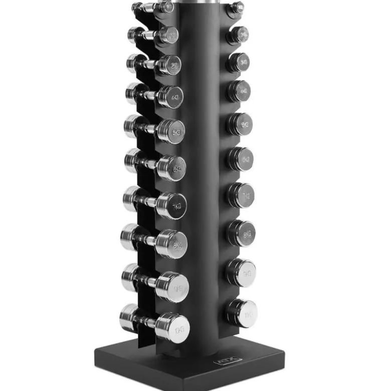 Chromen Dumbbell Set met ATX Opbergtoren