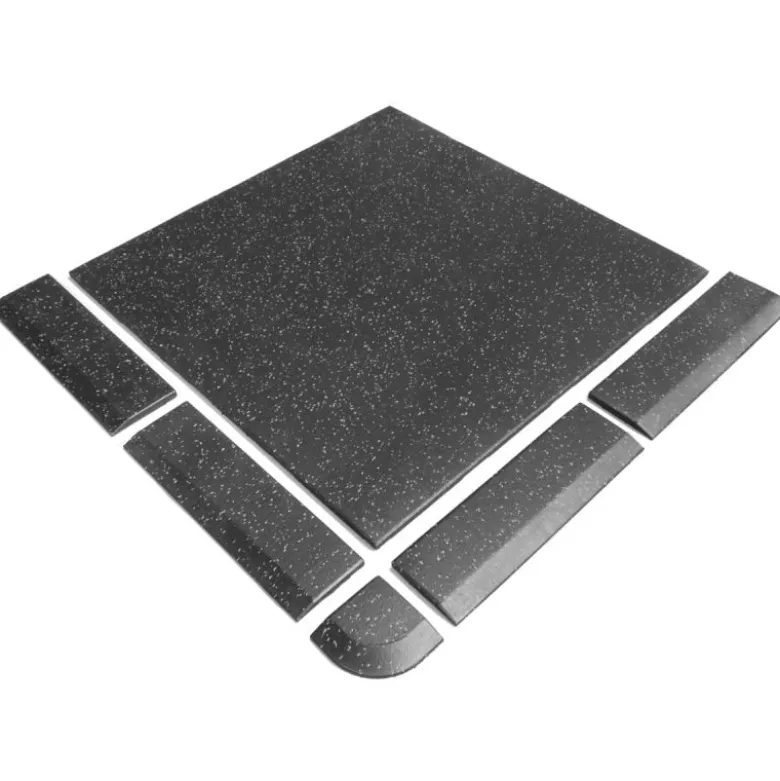 Rubbertegel 100 x 100 x 2 cm - CleanFit - Zwart/grijs