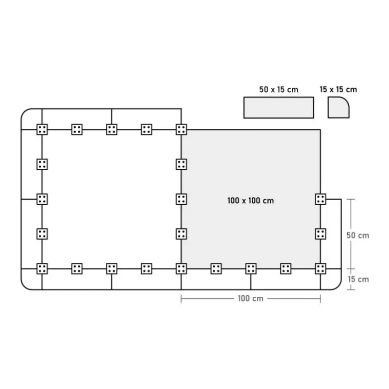 Rubbertegel 100 x 100 x 2 cm - CleanFit - Zwart/grijs